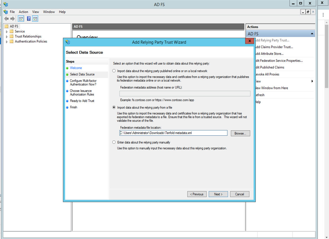 Set up an AD FS server and configure SSO