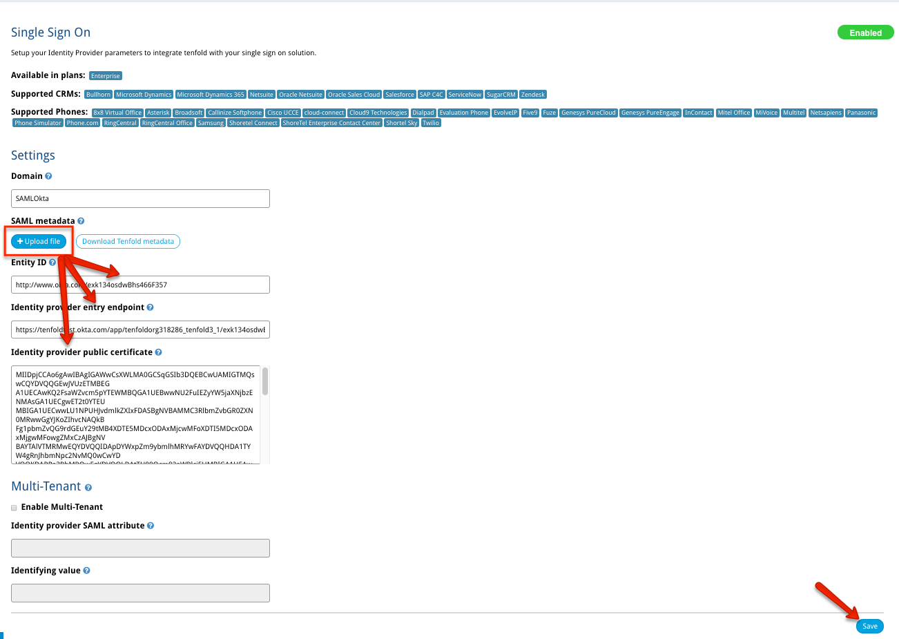 Configure Tenfold to use Okta as an identity provider utilizing SAML